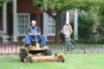 Close up of professional lawn mowing striping patterns by Monroe Lawn Care